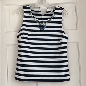 J.Crew beaded neckline navy striped top